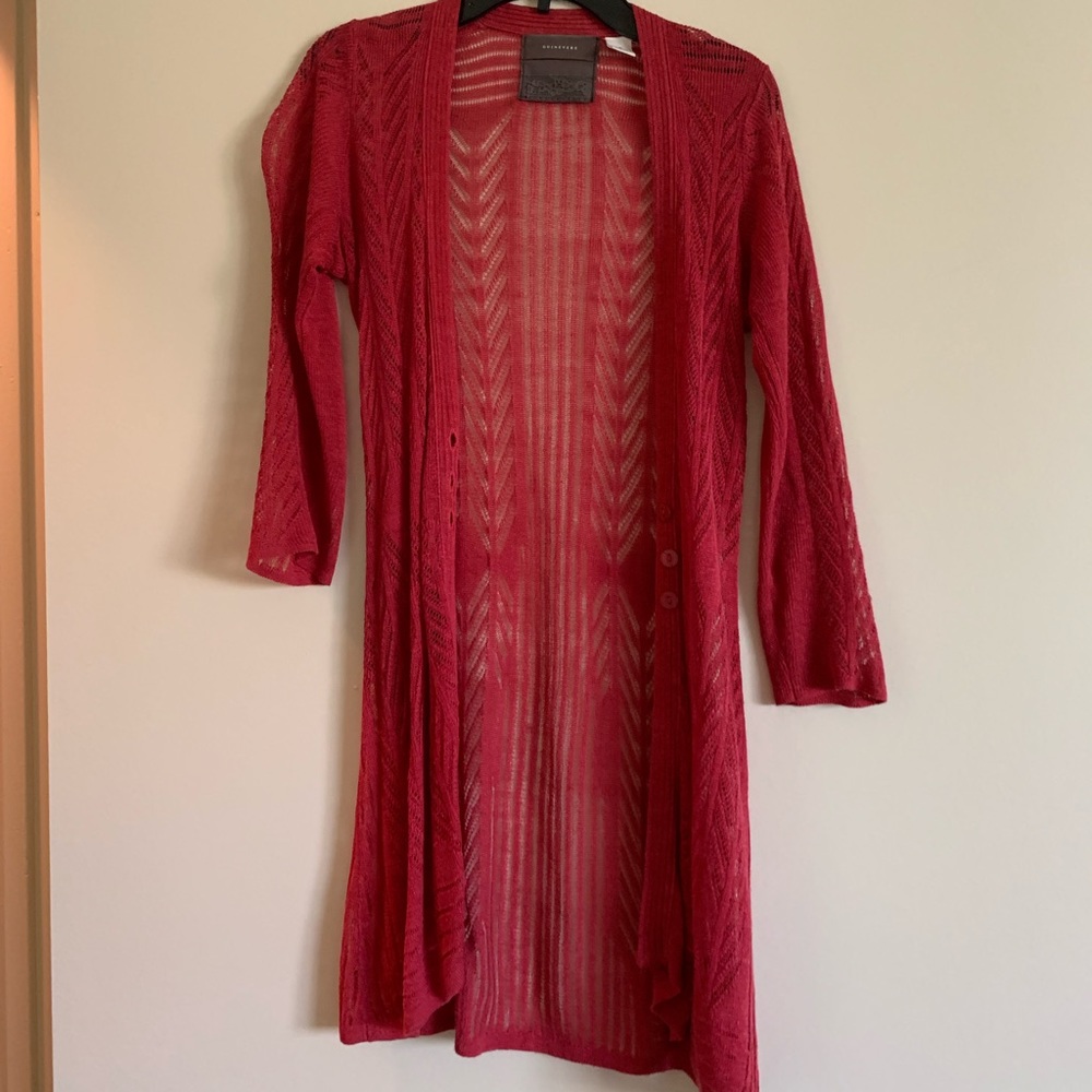 Red crochet cardigan, size XS